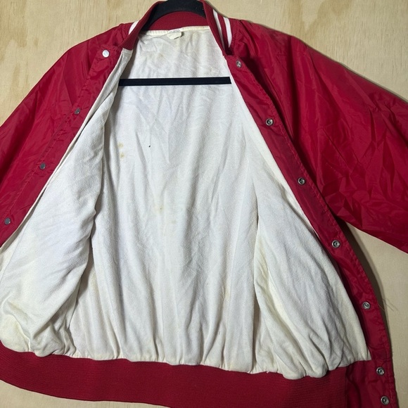1970s 80s Wisconsin Red Varsity Vintage Logo Script Snap Jacket Size Medium - Picture 7 of 12